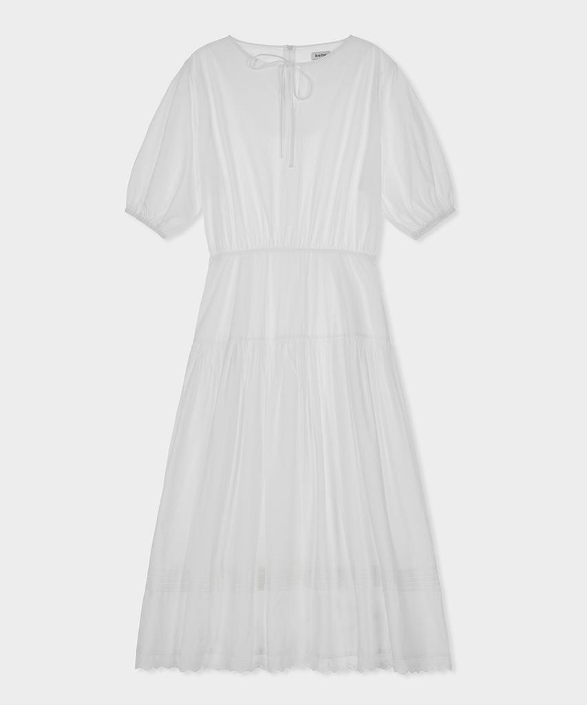 Belloel Puff Strap Long Dress Ivory