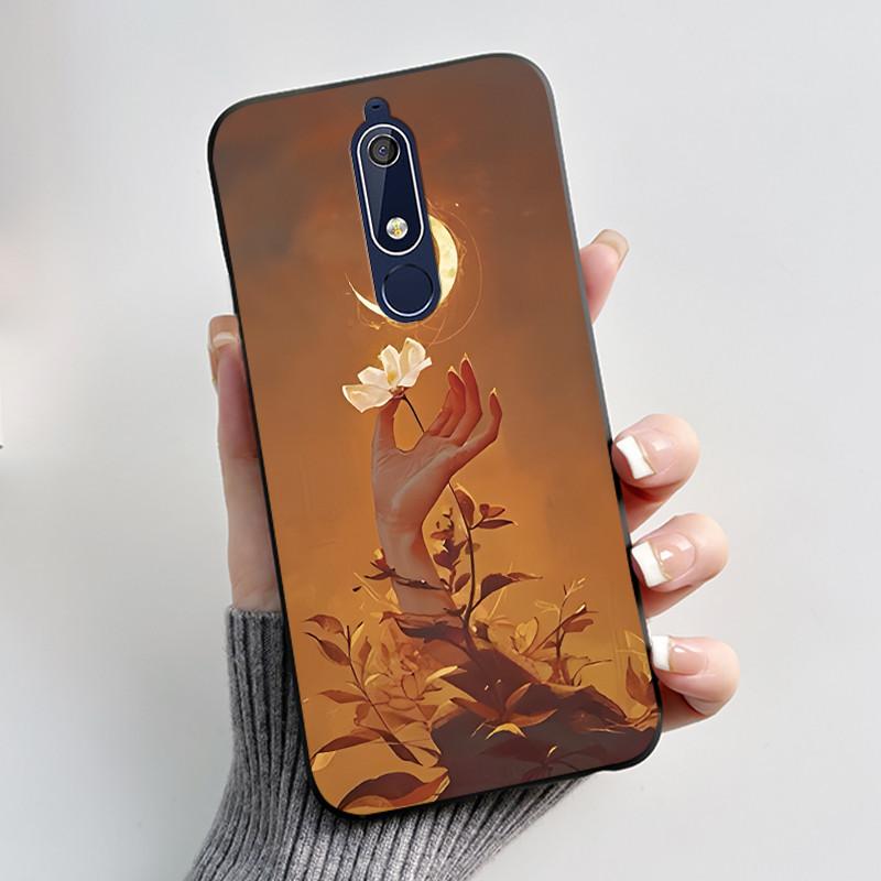 Чехол Для Nokia 5.1 6.1 Эстетичный Роскошный Милый Крутой Мальчики Девочки Мягкий силикон Чехол для телефона Задняя крышка Черный Матовый Защитный чехол