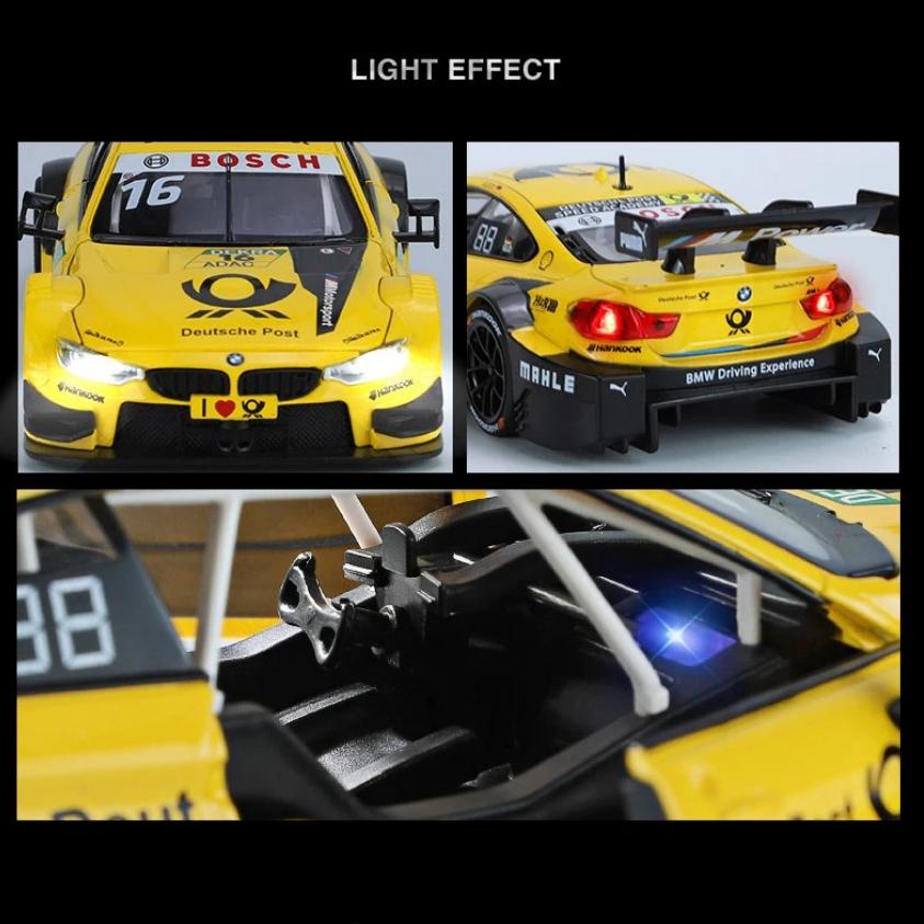 Масштаб 1/24 BMW M4 DTM Звук и свет M Power Сплав Металл Литой Модель автомобиля Гоночная серия Лучший выбор Коллекционные предметы Хобби Подарок Мальчикам