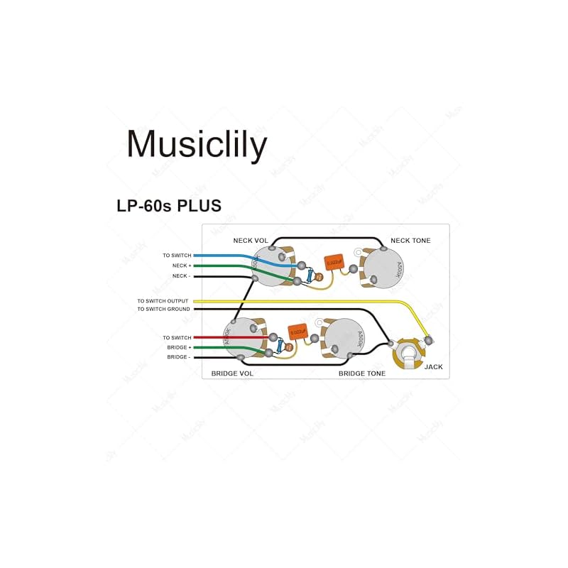 Musiclily Pro LP Standard Modern 60s PLUS Treble Bleed Предварительно распаянный комплект для электрогитар Les Paul с никелевыми переключателями