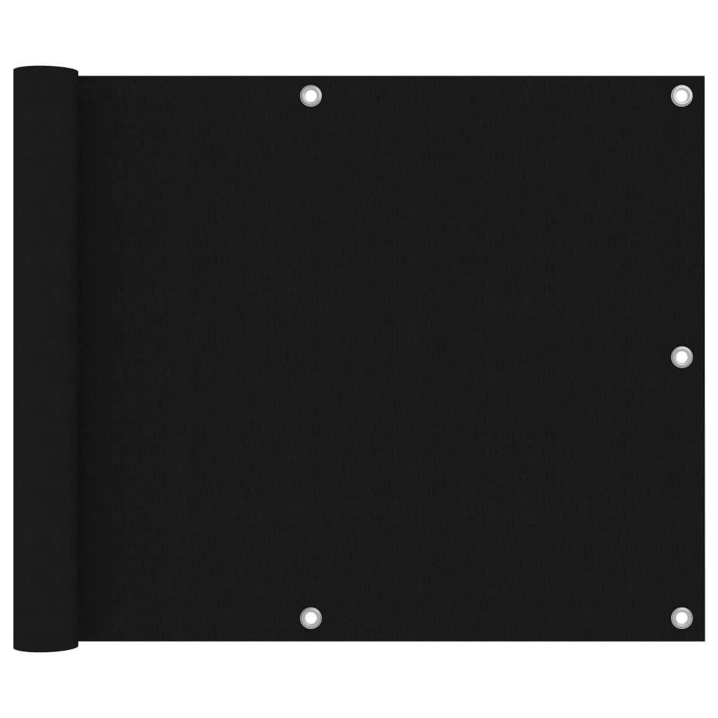 Balcony Privacy Screen Black 75 x 300 cm Oxford Fabric