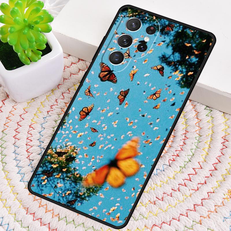 Роскошный синий чехол-бабочка для телефона из силикона для Samsung Galaxy note 10 pro S26 S25 S24 S23 S22 S21 Plus Ultra