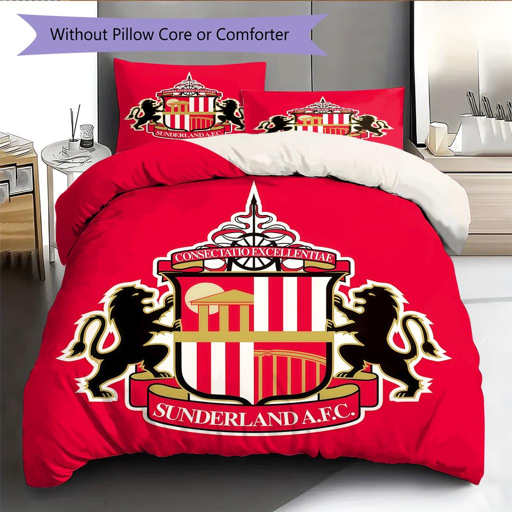 Sunderland AFC Pattern Bedding Home Decoration Birthday Gift (1 * duvet cover + 2 * pillowcase, without core)