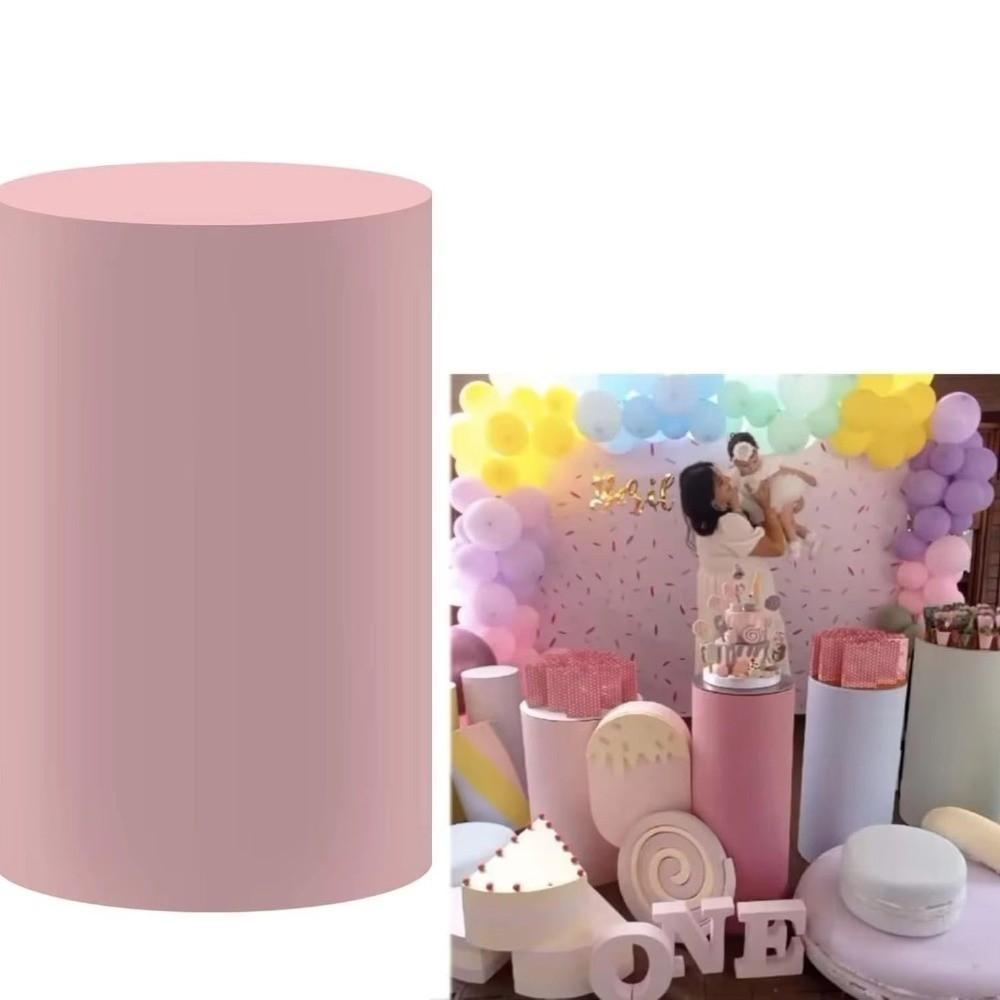 Polyester Desserts Tablecloth Reusable Party Wedding Decor DIY Cylinder Cover  Cake Column Backdrop