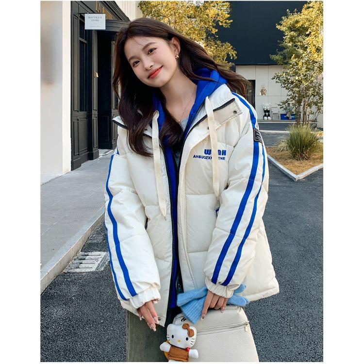 Утолщенная зимняя куртка для женщин с контрастными цветами, хлопковое пальто в корейском стиле, короткая секция, имитация двухкомпонентного пуховика
