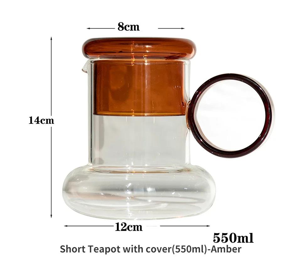 Glass Pitcher Cute Teapots Glass Set Tea Set Kettle Glass Mug Cups Teaware Heat Resistant Glasses Tea Pot Set Tea Infuser