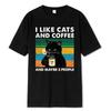 I Like Cats And Coffee Funny Printed T-Shirt For Unisex Women Casual Loose Cotton Clothing Harajuku Breathable Tshirt Hip Hop Tees