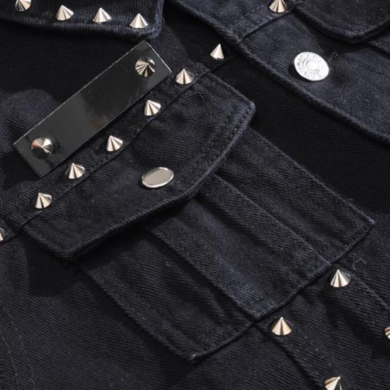 Мужской жилет, однобортный однобортный тонкий жилет с отложным воротником и заклепками без рукавов, уличная одежда