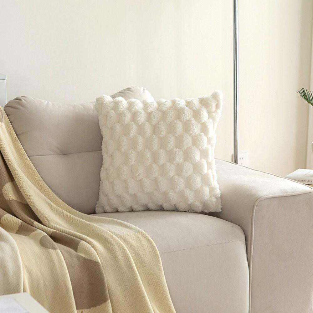Квадратная наволочка для подушки в стиле INS, съемная плюшевая наволочка для гостиной/офиса