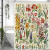 Vintage Botanical Print Floral Shower Curtain, Bathroom Decorative Shower Curtain, Waterproof Shower Curtain with Hooks