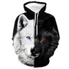 Black and White Wolf Print 3D Men's Hoodies Fashion Animal Pattern Women's Sweatshirts Leisure Essentials Pullover Jackets Coat