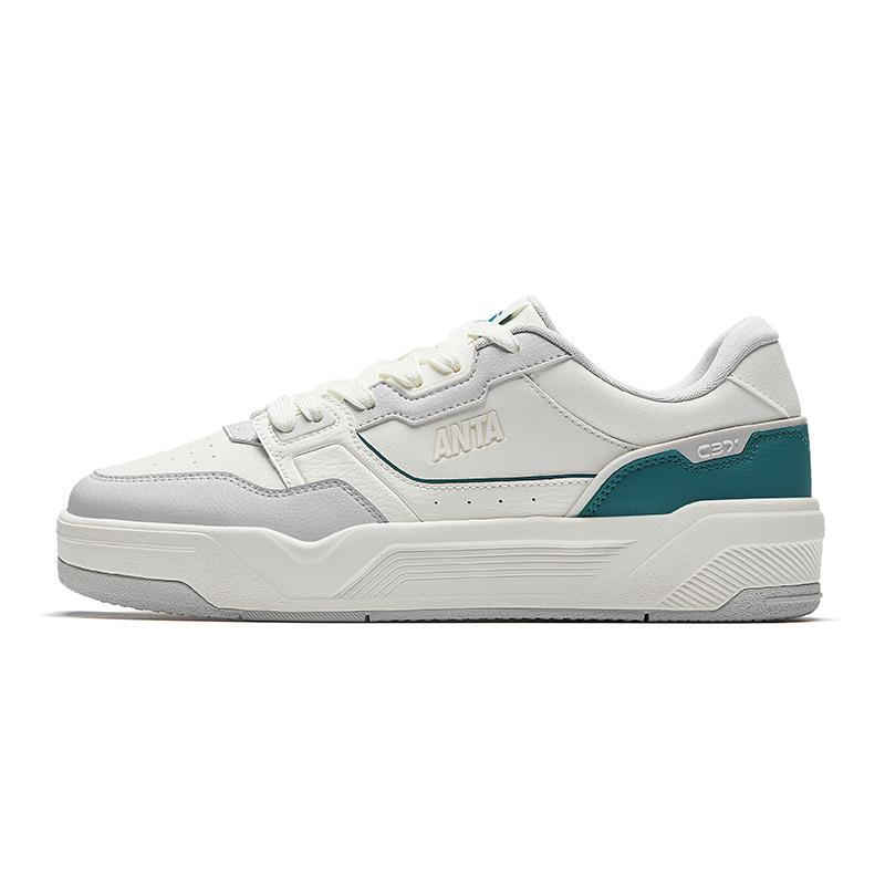 Anta C37 Series Soft Sole Comfortable Casual Simple Wear-Resistant Increased Height Low-Top Skate Shoes Men Sneakers White Gray Green 112538022-4