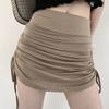 Мини-юбка в стиле Харадзюку с завязками по бокам и эластичным поясом для женщин — идеально подходит для занятий йогой и повседневной носки летом/осенью