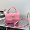 Sweet Metal Bowknot Tote Bag Solid Color Small Crossbody Bag New Single Shoulder Bags  Casual Wear