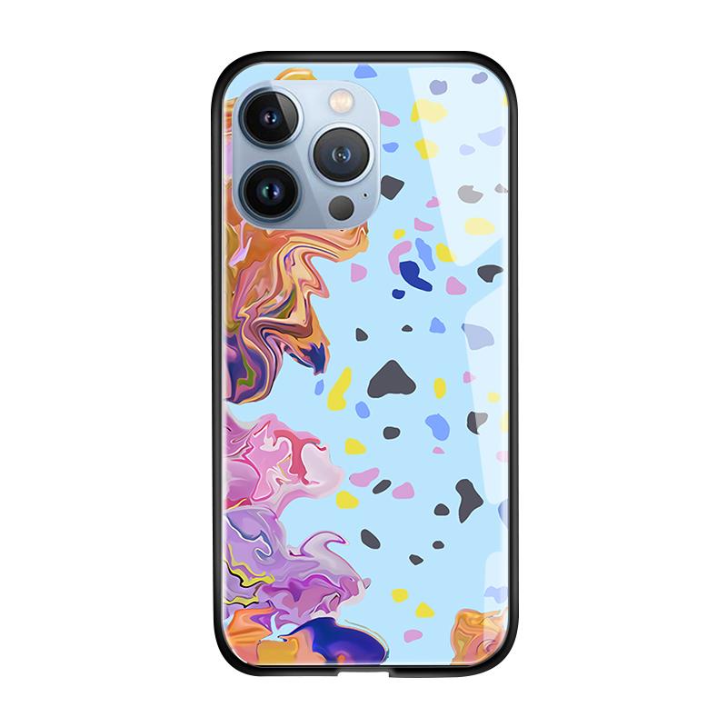 Чехол для телефона из закаленного стекла для iPhone 11 12 13 14 15 16 17 Redmi 10 12 14C Note10 Note14 Xiaomi 11Lite PocoC75 Мягкий край Ударопрочный Гладкий чехол