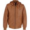 Handmade Leather Men Motorcycle Halloween Hooded Brown Festive Jacket Stylish Lambskin