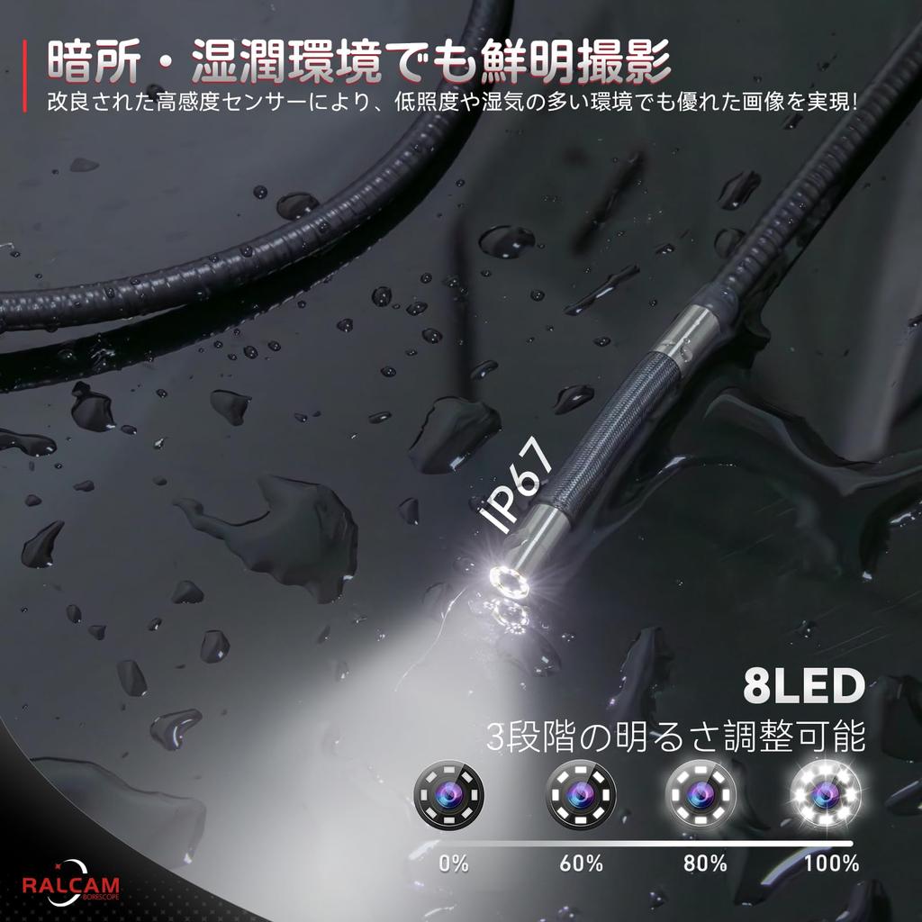 Ralcam 210° Articulating Tip Fiberscope Camera with 6.2mm Ultra-Fine Probe, USB, Industrial Endoscope, iPhone & Android Compatible, for Engine, Piping