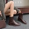 Сигаретные ботинки Мартин женские 2025 осень и зима новые корейская версия на толстой подошве на толстом каблуке сигаретные сапоги-трубы кожаные тонкие ботинки женские