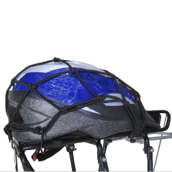 Bike Rear Cargo Net Elastic Storage Organizer Net with Hook Simple Installation Universal Fit Bicycle Rear Helmet Holder Net