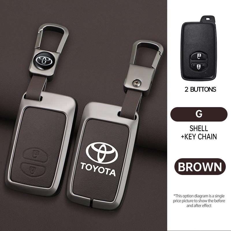 Для Toyota 2026 Горячие Колпачки Ступицы Автомобильный Держатель Чехла Ключа из Цинкового Сплава и Кожи Брелок для Ключей Без Ключа Оболочка Брелок Для Toyota Aqua RAV4 Land Crui