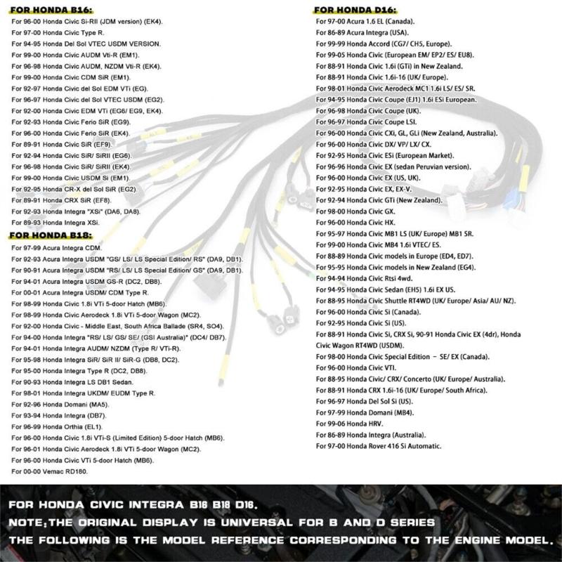 Tucked Engine Harness For B16 B18 D16 AP03 EK EG Engine Motor Wiring Harness