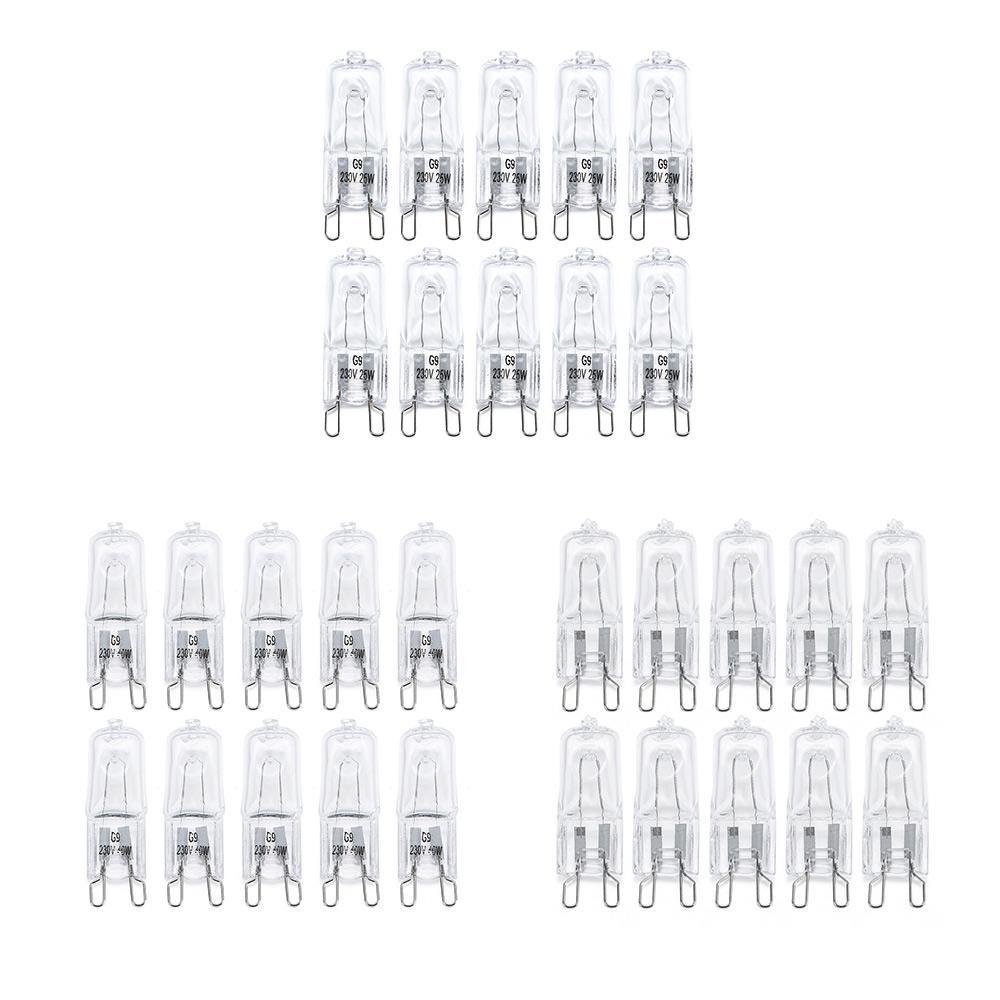 10pcs G9 Halogen Light Bulbs Quality Energy Saving 220V Filament Lamp High Temperature Resistant 25W/40W/60W Warm White Ovens