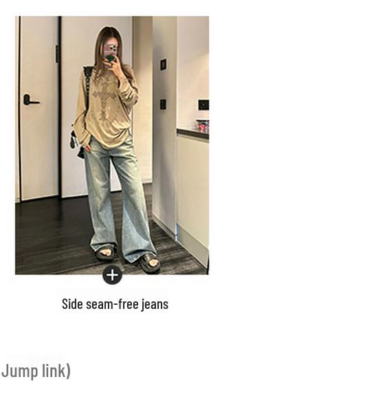 2024 Summer Women's Loose Long Sleeve Printed Drapey T-Shirt