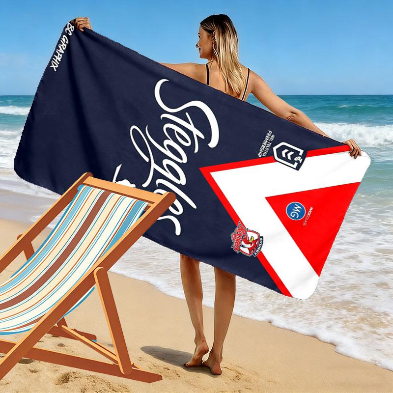 Go Sydney Roosters Print Beach Towel, Large Soft Quick Dry Towel for Beach Camping Swimming