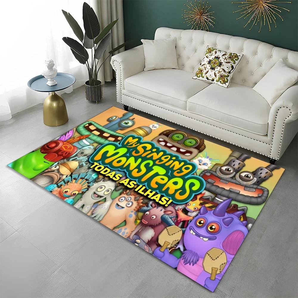 Ковер My Singing Monsters Видеоигра Мультфильм 3D для Дома Гостиной Спальни Дивана Прихожей Декор, Ковер Зональный Нескользящий Коврик для Пола