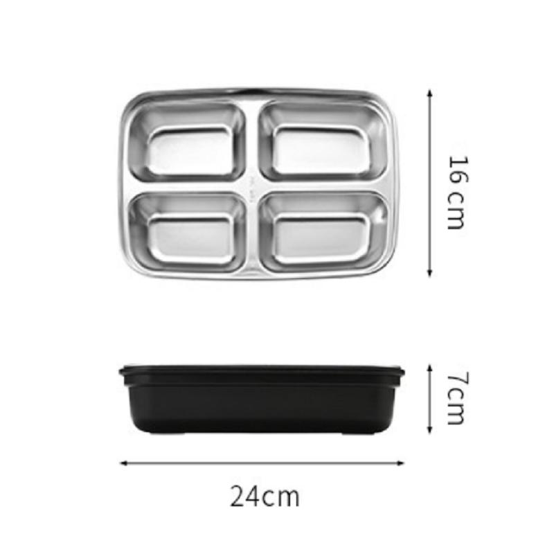 Easy-Clean Bento Container for Students & Office Workers LeakProof Stainless Steel Lunch Box with 4 Compartments - Durable