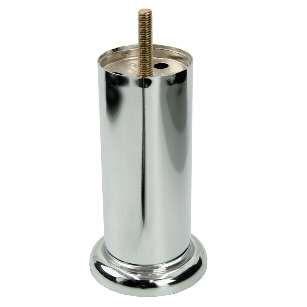 Straight furniture leg, silver chrome, height 13 cm