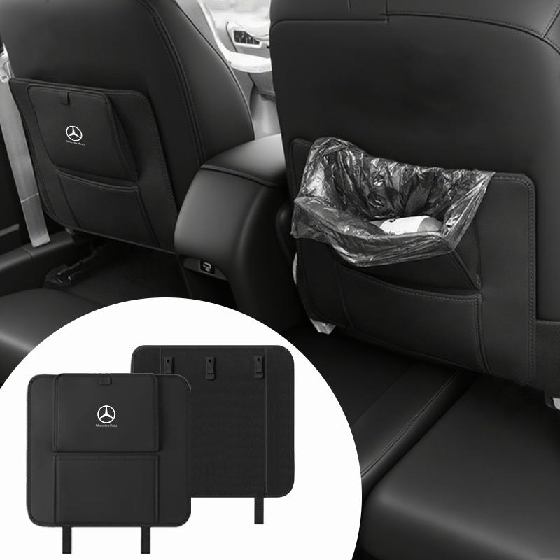 LJX1  Leather Car Anti-Kick Pad Seat Back Protector Storage Pockets For Mercedes Benz AMGW204 W205 W212 W213 W221 W177 W246 GLA GLC