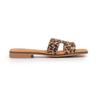 Women's Leopard Print Leather Flat Mules