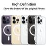 Прозрачный чехол для телефона iPhone 14 13 12 11 15 Pro Max для Magsafe, магнитный чехол с беспроводной зарядкой и анимацией 7 8 XR XsMax, чехол