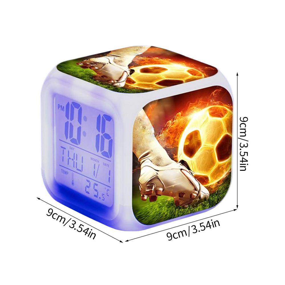 Творческий маленький цифровой футбольный будильник Футбольный будильник со светодиодной подсветкой Настольный светодиодный многофункциональный красочный цветной будильник