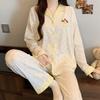Imitation cotton ins style bow pajamas women's spring new fashion lazy long-sleeved loungewear two-piece set