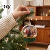 Transparent Spherical Hanging Ornaments Crystal Ball Style Bear/Nutcracker Christmas Tree Ornament, Miniature Retro Holiday Scenes Pendant with