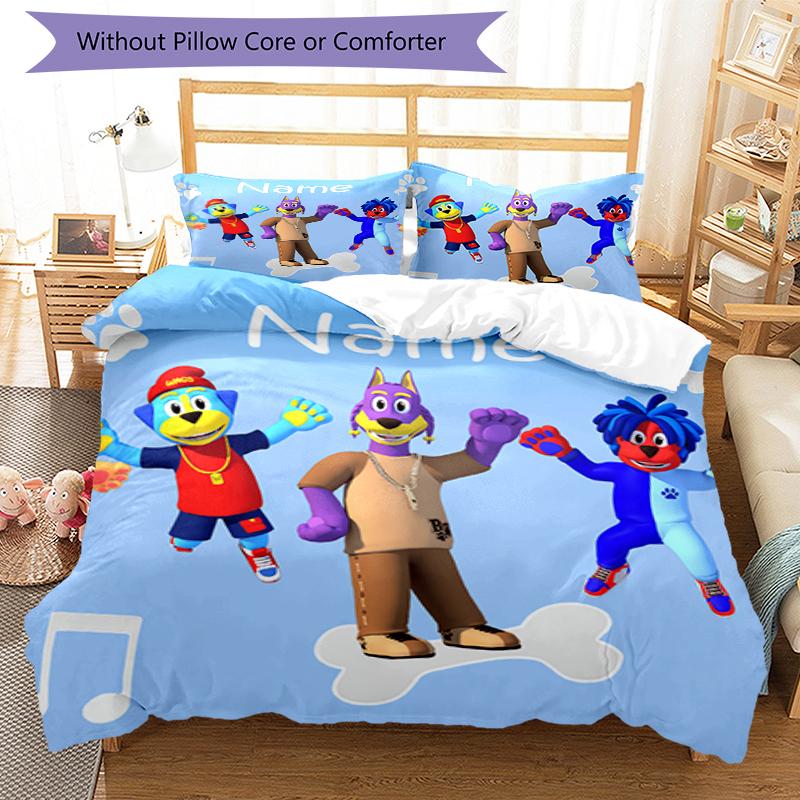 3pcs Custom Name Doggyland Bedding Set Duvet Cover Closure Includes 1 Duvet Cover & 2 Pillowcases, Soft and Comfortable for All Seasons.