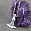 Stainless Steel Vikings Rune Axe Necklace Men's Nordic Fashion Thor's Hammer Pendant Necklace Punk Amulet Jewelry Wholesale Gift