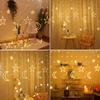 3.5m Star Moon LED Curtain String Light Battery Power Christmas Garland Fairy Lamp for Outdoor Garden Wedding Xmas NewYear Decor