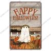 Счастливый Хэллоуин Ретро Плакат Металлическая Пластина Джек-О-Фонарь Черная Кошка Ведьма Металлические Оловянные Вывески Винтаж Хэллоуин Вечеринка Гостиная Дома