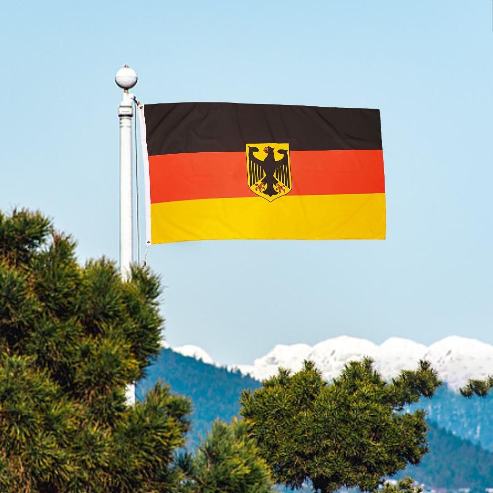 Germany National Emblem Flag Polyester German Deutschland Flying Banner with Metal Eyelets Coat of Arms Eagle Flag 90x150cm