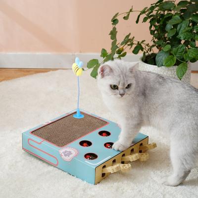 Интерактивная игрушка для кошек Гофрированный картон Когтеточка Whack-a-Mole Развивающая игрушка для кошек для котят в помещении Развлечение