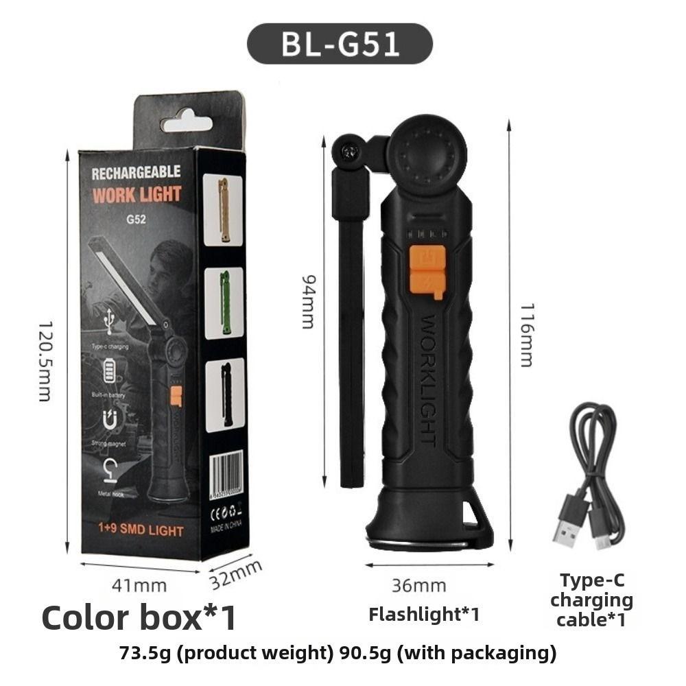 Rechargeable Work Light with Magnet & Hook Handheld Searchlight  For Night Work Outdoor Camping