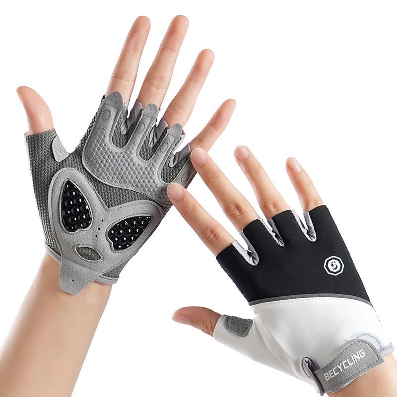Fitness Gloves for Men and Women Outdoor Non Slip Wear Resistant Cycling Breathable Ice Silk Love Liquid Silicone Sports Half Finger Gloves
