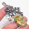 Natural Bumble Bee Jasper, Citrine 925 Sterling Silver Pendant 3.23" U4c28