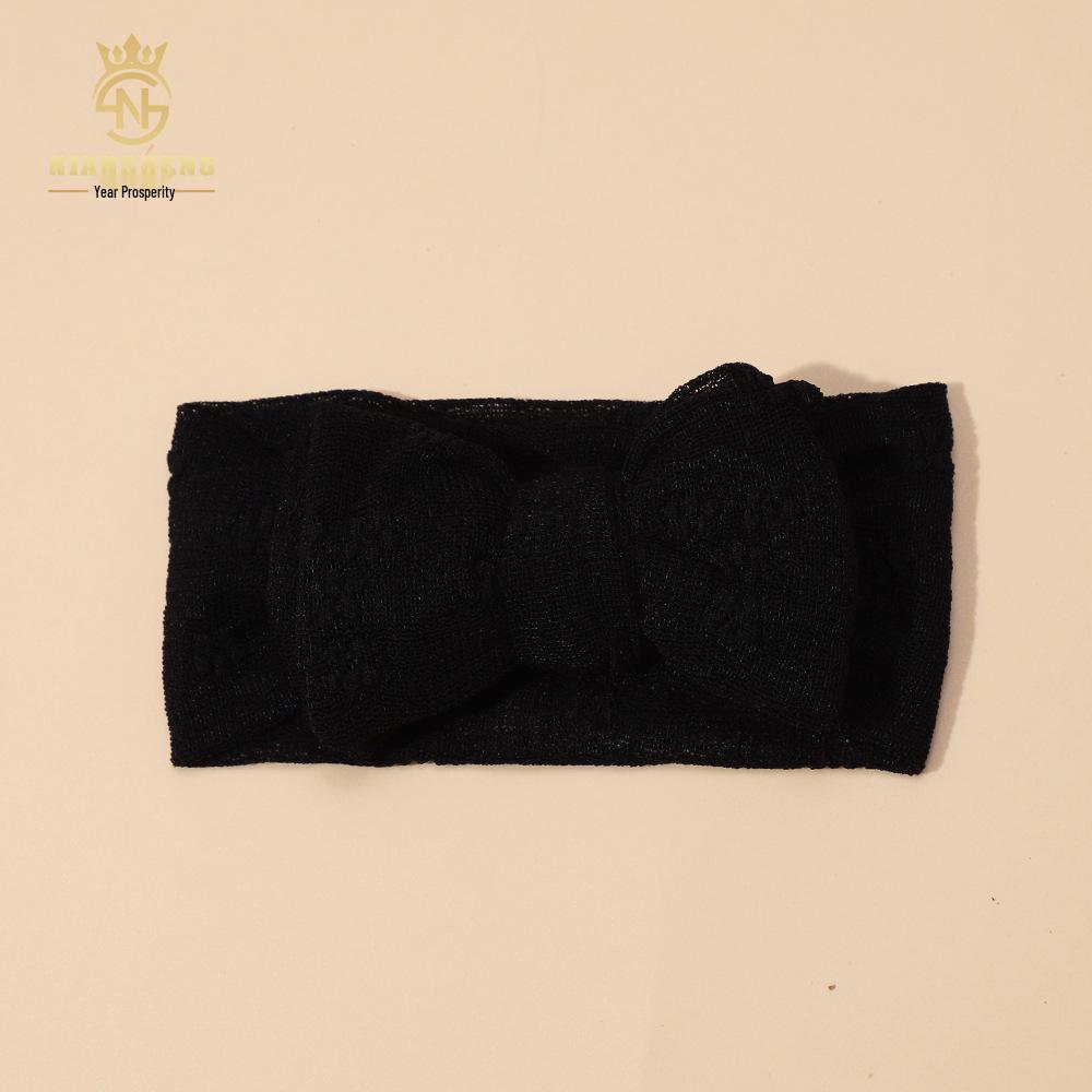 Повязка на голову из сетки с вышивкой и бантом для новорожденной принцессы