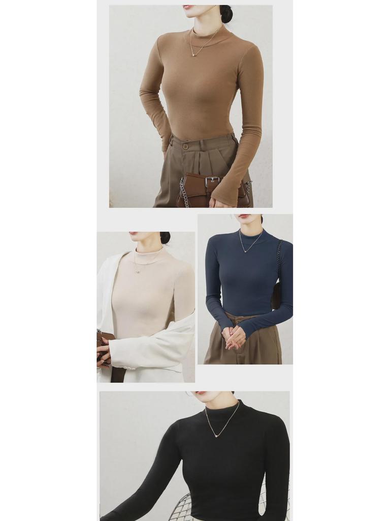 Женская облегающая рубашка с длинным рукавом и полуводолазкой — незаменимый предмет гардероба на осень/зиму в черном или белом цвете