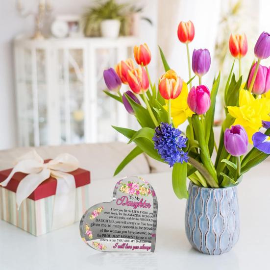 Clear Acrylic Heart Ornament Heart Shaped Acrylic Block Freestanding Transparent Desktop Heart