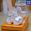 2025 Spring and Autumn New Silver Popular Dad Shoes Women's Inner Height Increase Small Versatile Platform Sports Casual Shoes Women